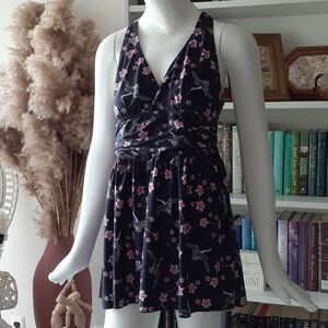 Swimming top crane floral slimming